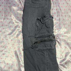 Gray Cargo Pants with Zipper Pockets